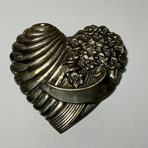 Vintage Sterling Silver TRUART Heart Shaped Brooch. 2” x 2”